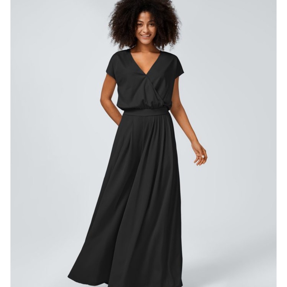 HALARA Black V-Neck Wide-Leg Jumpsuit NWT